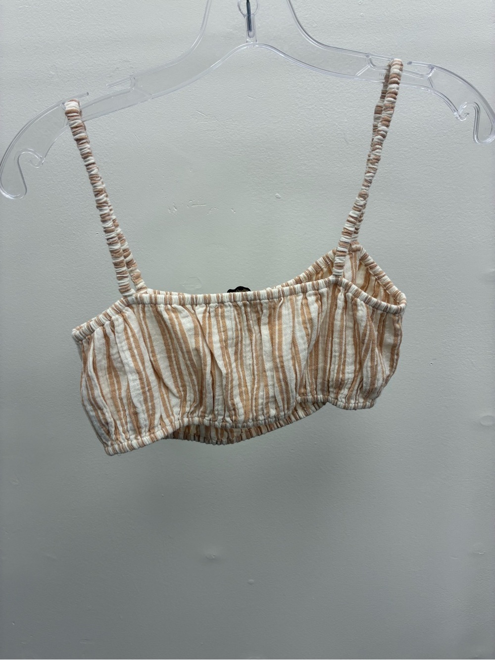 Madewell size s Striped Cream & Tan Cropped Tank Top